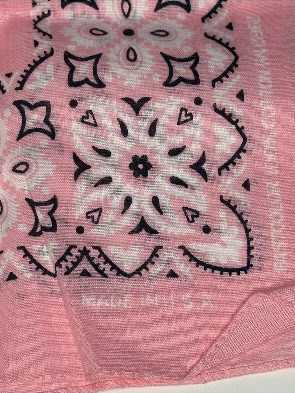Vintage Light Pink Bandana 100% Cotton 13962 Floral Paisley Print USA Made NEW